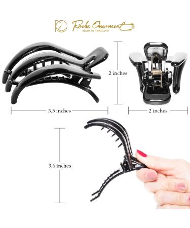 RC Roche Ornament 6 Pcs Premium Plastic Claw Jaw Clips Medium Black - Anti Slip Styling Barrettes for Women and Girls - Buy Online on GoSupps.com