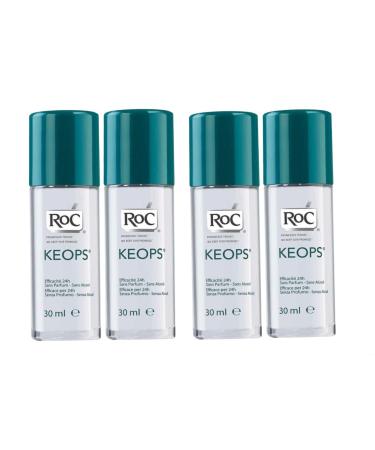 RoC - Keops Roll-on Deodorant - Fragrance-free - Alcohol-free - Pack of 4 x 30 ml