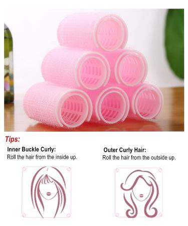 6pcs Self-Adhesive Plastic Hair Rollers for DIY Curly Hairstyle - Pink (3 Sizes) - Buy Online on GoSupps.com
