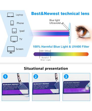 MMOWW 4 Pack Men's & Women's Rectangle Blue Light Blocking Glasses - 3.5 Magnification | Stylish and Comfortable - Buy Online on GoSupps.com