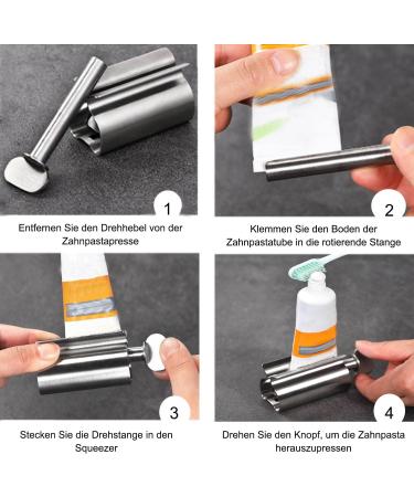 NUWIQ Stainless Steel Tube Squeezer - 3 Pack for Toothpaste Hand Cream & Mustard | International Shipping Available - Buy Online on GoSupps.com