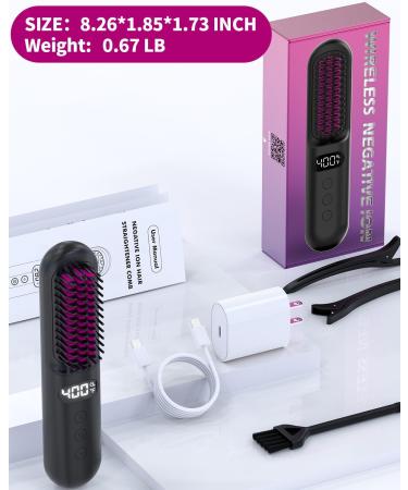 YFG Cordless Hair Straightener Brush - 10000mAh Battery Ionic Wireless Hair Tool Portable Hot Brush (Black - Buy Online on GoSupps.com