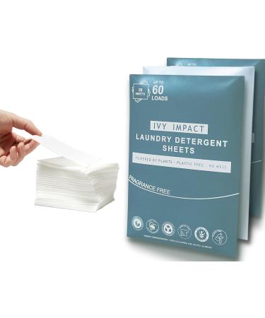 IVY IMPACT Laundry Detergent Sheets Strips | Ultra-Concentrated | Eco-Friendly | Sensitive Skin | Suitable for Machine and Hand Washing | Up to 60 Loads | Scent: Fragrance Free Unscented - Buy Online on GoSupps.com