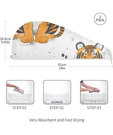 Clever Tigers Hair Towel 2 Pack - Super Absorbent Quick Dry Hair Turbans with Button Twisty Wrap for Women & Girls - International Shipping - Buy Online on GoSupps.com
