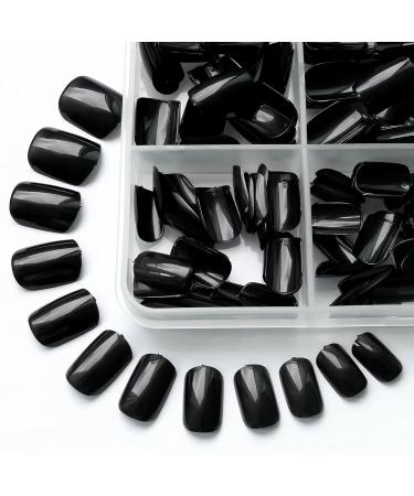 LoveOurHome 360pc Black Acrylic Square Press On Nails - Short Full Cover Fake Nails with Glue Adhesive Tabs for Women & Girls - Buy Online on GoSupps.com