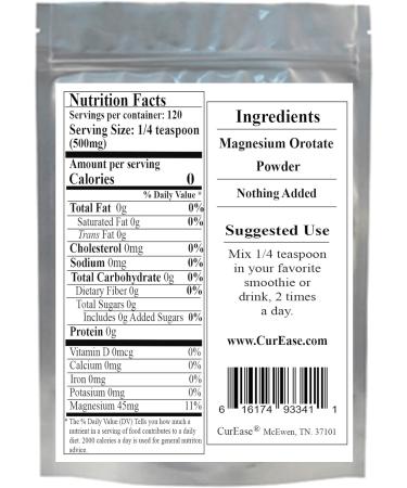 Premium Magnesium Orotate Powder 500mg - 120 Servings - Buy Online on GoSupps.com