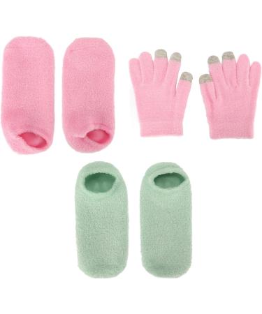 Qukaim Moisturizing Gel Gloves Socks Moisturizing Gel Gloves Socks Set Reusable Hydrating Gel Gloves Sock for Dry Cracked Skin Touch Screen Skin Care Repair Pink Green - Buy Online on GoSupps.com