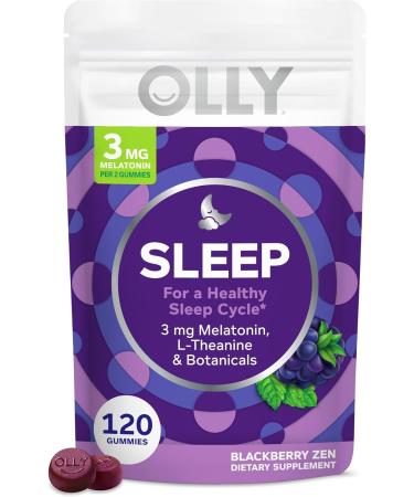 OLLY Extra Strength (5mg) & Regular Strength (3mg) Melatonin Sleep Gummies with L-Theanine 120 Count BlackBerry Flavor - Buy Online on GoSupps.com