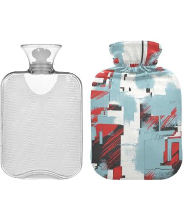 Naanle Hot Water Bottle with Cover - Black Red Karo 1L Heat Bottle for Back Pain Relief & Cold Therapy - Buy Online on GoSupps.com