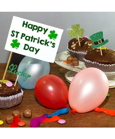 60 Pcs St.Patrick's Day Cupcake Toppers Glitter Lucky Three Leaf Shamrock Cupcake Picks Hat Horseshoe Cupcake Decorations for Irish St Patrick's Day Party Favor Supplies - Buy Online on GoSupps.com