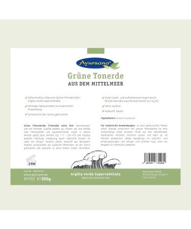 Buy Ayursana Green Tonerde 250g - Premium German Pharmacy Quality for Masks & Skin Care | Extra Fine Ground Mineral Clay - Buy Online on GoSupps.com