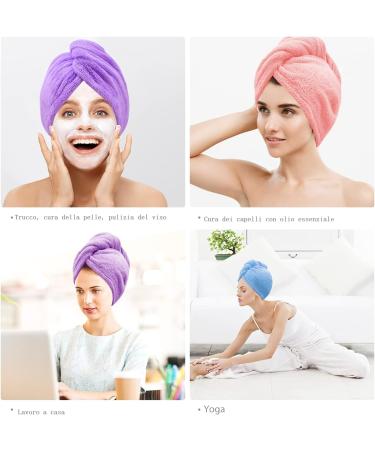 YQBFTC Turban Towel Set - Super Absorbent Microfiber Hair Towels (Blue & Pink) for All Hair Types | Quick-Dry & Button Design - Buy Online on GoSupps.com