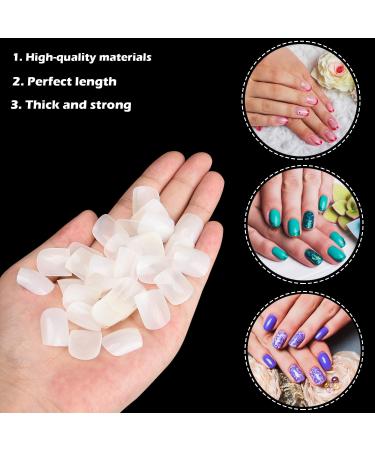 Noverlife 1200PCS Full Cover Short Square False Nail Tips - Clear & Natural | 10 Sizes for Salon & DIY Nail Art - Buy Online on GoSupps.com