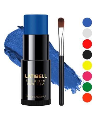 LATIBELL Blue Face Body Paint Stick (0.75 oz)  Professional Neon Face Paint Makeup Foundation  Blue Face Paint for Halloween SFX Cosplay Costume  Cream Type Blendable