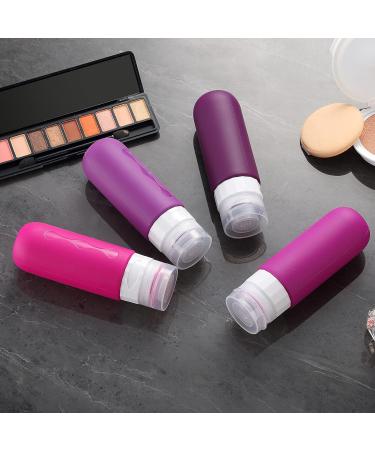 Gemice Portable Travel Bottle 4 Pack Silicone Travel Containers Set LeakProof Refillable Squeezable for Lotion Liquid Shampoos Soap and Toiletries (90ml) Purple - Buy Online on GoSupps.com
