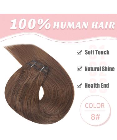 Vlasy Copper Brown Clip in Hair Extensions 14 Inch - Seamless Natural Human Hair Weft Extensions for Women - Buy Online on GoSupps.com