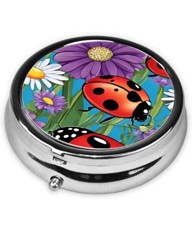 Colorful Ladybird Mini Round Pill Box - 3 Compartment Portable Organizer for Home Office & Travel - Buy Online on GoSupps.com