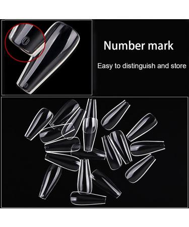 Coffin Full Cover Nail Tips 500pcs Clear Acrylic Nails with Case for Nail Salons and DIY Nail Art - Buy Online on GoSupps.com