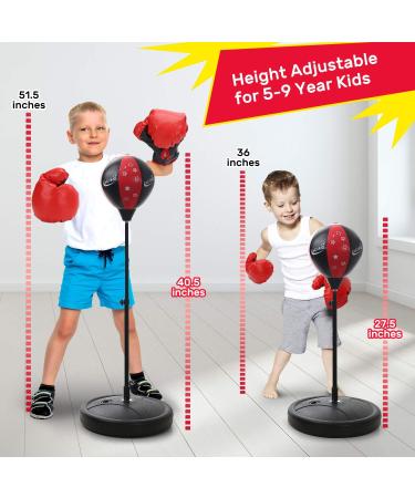 Kids Boxing Bag Toy with Gloves | Adjustable Stand | Great Birthday Gift for Boys 4-9 Years - Buy Online on GoSupps.com
