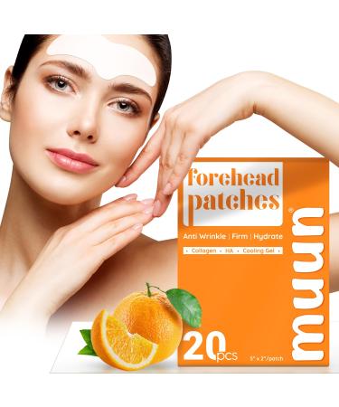 Muun Forehead Wrinkle Patches 20Pcs with Vitamin C Hyaluronic Acid Collagen and Grapeseed Extract Anti Wrinkle Patches Forehead Wrinkles Treatment Smooth Skin Set of 20