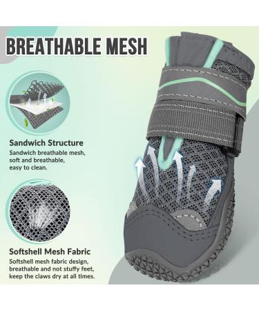 Lukovee Dog Shoes - Breathable Non-Slip Rubber Sole Dog Boots for Winter Snow - Heat Resistant Dog Paw Protector - Reflective Strap - Size 7 (Width 2.8'') Grey - 4 Pack - Buy Online on GoSupps.com