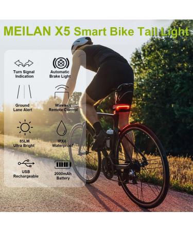 MEILAN X5 Smart Bike Tail Light | Turn Signals, Brake Light | Wireless Remote Control | USB Rechargeable | Safety Warning Cycling Light - Buy Online on GoSupps.com