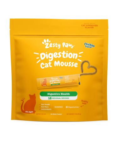 Zesty Paws Cat Mousse Squeeze Up Puree Cat Treats for Digestion - with Seaweed Omega Fatty Acids Antioxidants - Support for Digestive Health Cats - Chicken Flavor - 18 Count Chicken 0.5 Ounce (Pack of 18)