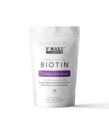 Biotin Hair Growth Supplement 30-365 Tablets (1 Month to Full Year Supply) Biotin 10 000MCG by FMax5 Supplements (365)