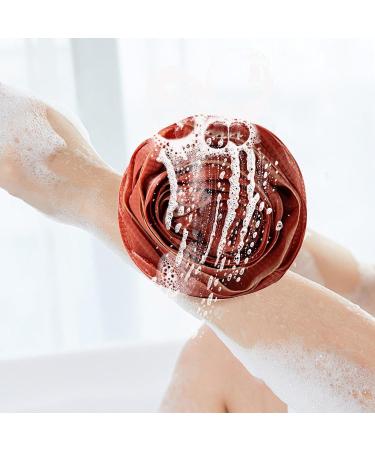 Soft Shower Sponge Rose Large Bath Balls | Cute Bath Balls with Lanyard Portable Bath Supplies for Home Apartment Bathroom Dormitory Red - Buy Online on GoSupps.com