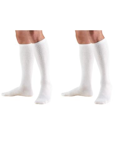 Truform Medical Compression Socks for Men and Women 8-15 mmHg Knee High Over Calf Length X-Large (2 Pack) White