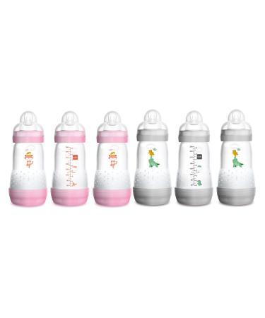 MAM Easy Start Anti-Colic Medium Flow Bottles 9 oz (6-Count) Gray and Pink