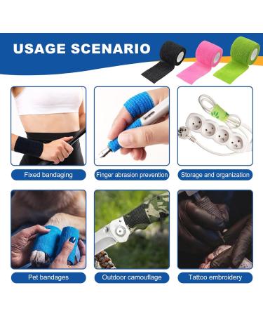 Self-Adhesive Elastic Wrap Bandage Tape - Non-Woven Multi-Color Vet Wrap for Thumb Finger Wrist & Ankle - 14 Rolls - Buy Online on GoSupps.com