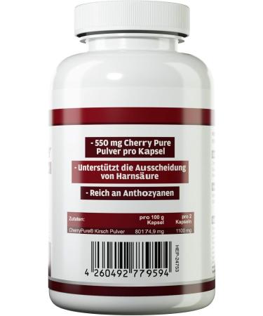Health+ Cherry Power - 90 Cherry Extract Capsules 550mg Montmorency Cherry High-Dose Antioxidants & Nutrients - Made in Germany - Buy Online on GoSupps.com