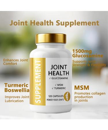 ANEFOSE Joint Health Supplement with Glucosamine MSM Turmeric & Boswellia Relief Support for Back Knees Hands | Women & Men - 120 Capsules - Buy Online on GoSupps.com