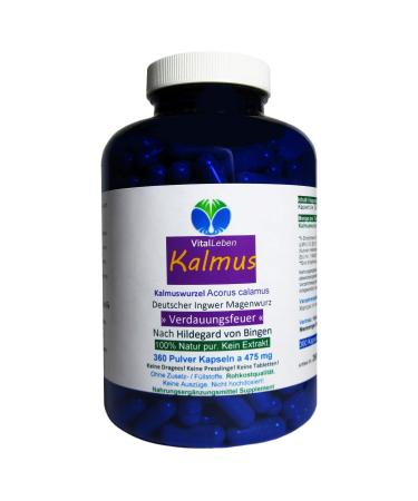 Kalmus root stomach root stomach bitter substances) aperitif and digestif digestion metabolism 360 powder capsules according to Ayurveda & Hildegard von Bingen - pure nature without additives.26860-360