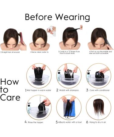 10 Inch Real Human Hair Topper for Thinning Hair Women - Medium Brown with Warm Highlights - Buy Online on GoSupps.com