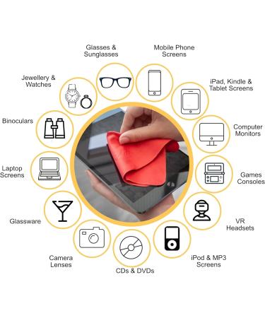 Ed Hicks 16 Premium Microfiber Cleaning Cloths for Glasses & Screens - 7x7 Large Pack with Storage Pouch - Buy Online on GoSupps.com