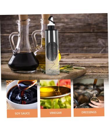 Zerodeko Glass Oil Bottle 2pcs Condiment Bottles Vegetable Oil Metal Glass Condiment Dispenser 27.5X7CMx2pcs Silverx2pcs - Buy Online on GoSupps.com