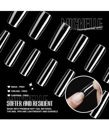 Michelle 504pcs Long Square False Nails Tips - Pre-shaped Gel Nail Tips for Acrylic Extensions - DIY Nail Salon at Home - Buy Online on GoSupps.com