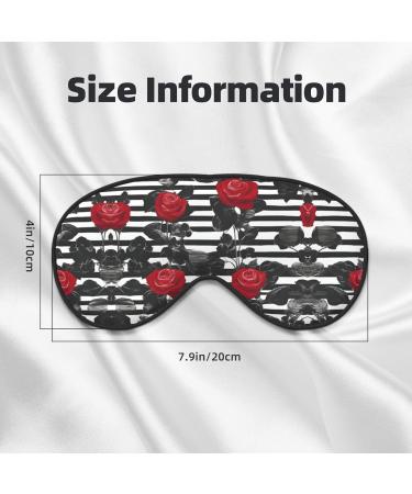 Black White Stripes Red Rose Flowers Eye Mask | Unisex Soft Comfort Sleep Mask for Travel Yoga & Shift Work - Buy Online on GoSupps.com