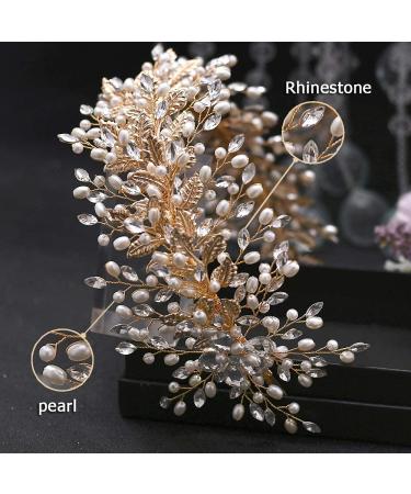 ZHENM Rhinestone Wedding Hair Band Bridal Headband - Golden | Wedding Hair Accessories for Brides - Buy Online on GoSupps.com