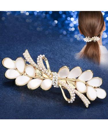 Opal Flower Rhinestone Hair Clip French Crystal Vintage Hair Barrettes Elegant Pearl Hair Accessories by JINBUYAO (F) - Buy Online on GoSupps.com