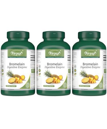 VORST Bromelain 500mg 2400 GDU/g 3 x 120 Vegan Capsules | Digestive Enzyme for Women and Men | Pineapple Extract for Inflammation & Eye Health | Powder Pills | 3 Bottles 360 count (Pack of 1)