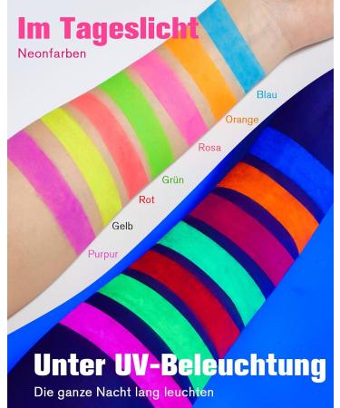Creamify Bodypainting Colors Set - 14 Neon UV Makeup Pencils for Kids | Washable Face Paint & Glitter for Neon Parties & Festivals - Buy Online on GoSupps.com