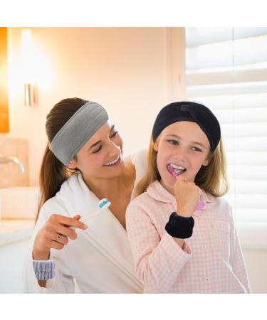 KEYRI 6 Pieces Spa Headband Wrist Washband Set Makeup Headbands for Women Facial Headband Soft Stretch Magic Sticker Skincare Headband for Face Washing Skincare Shower Sports Yoga(Black+Gray) - Buy Online on GoSupps.com