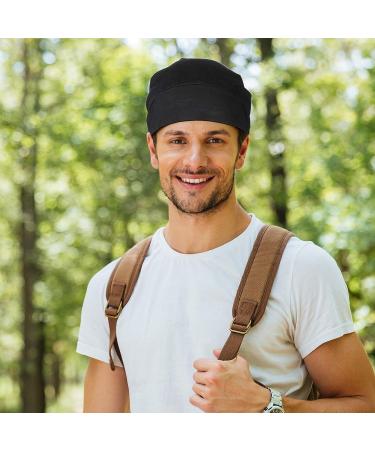 2-Piece Silk Satin Bonnet Set for Men with Natural Curly Hair - Black & Navy Blue - Buy Online on GoSupps.com