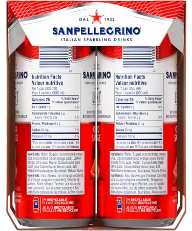 SAN PELLEGRINO Light Blood Orange Sparkling Fruit Beverage 25 Calories Per Serving Made With Real Fruit Juice (From Concentrate) Bold And Flavourful Crafted in Italy 24 Cans - Buy Online on GoSupps.com