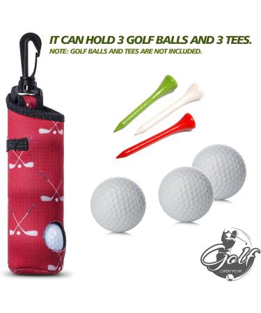 Golf Tee Holder & Ball Carry Bag Pouch Set with Keychain Clip - Golf Gifts & Accessories - Buy Online on GoSupps.com