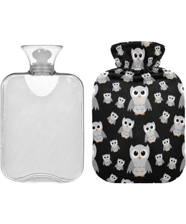 Hot Water Bottles with Cover - Grey Owls | 2L Pain Relief for Children & Adults - Warm Up Your Bed! - Buy Online on GoSupps.com