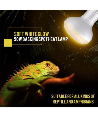 OMAYKEY 2-Pack 50W Basking Spot Heat Lamps Soft White Glow UVA Glass Cover Heat Lamp/Bulb/Light for Lizard Reptiles and Amphibians - Buy Online on GoSupps.com